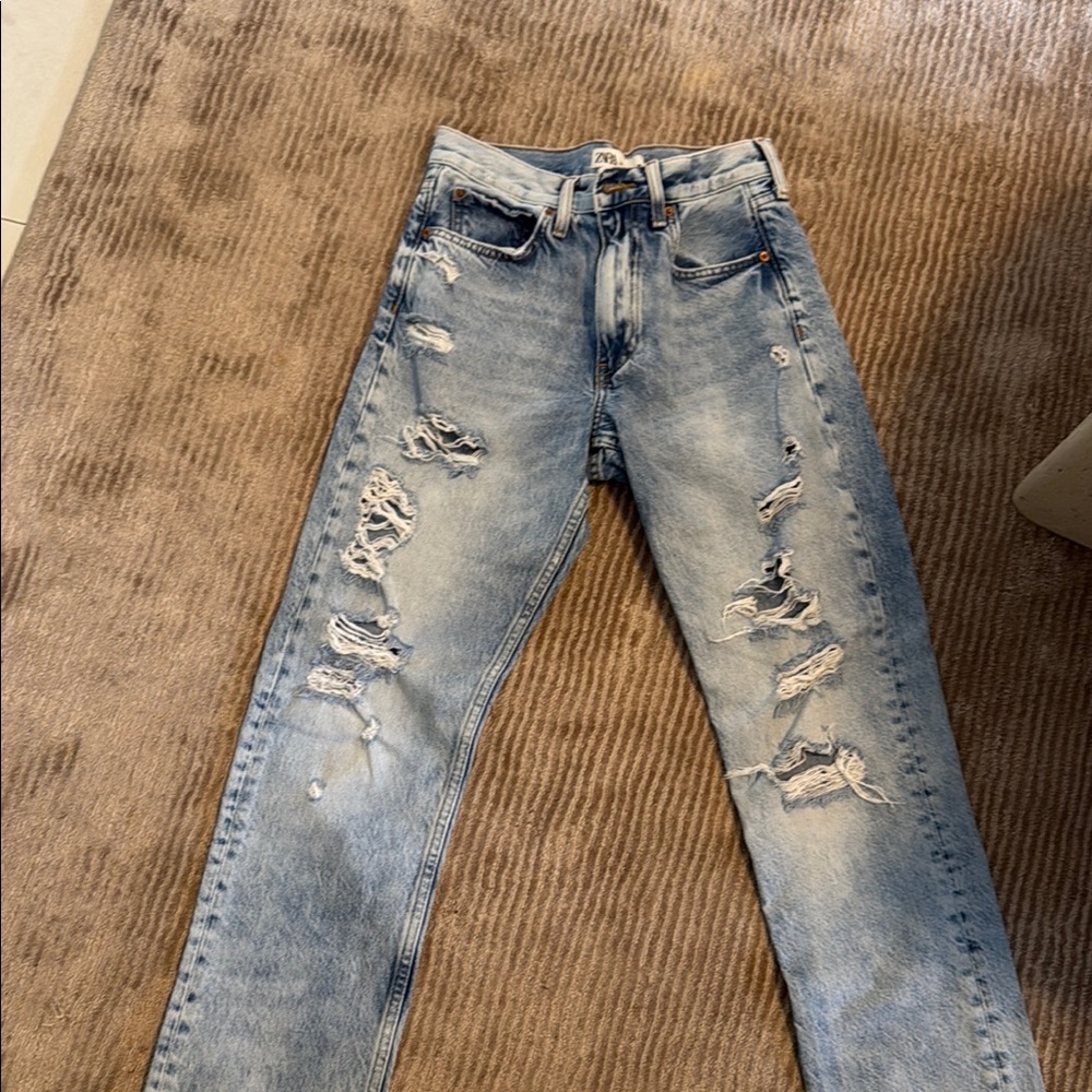 Zara Light Blue Straight Leg Jeans